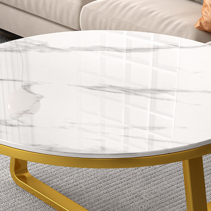 Slate and Metal Single Coffee Table Round Frame 1 Coffee Table