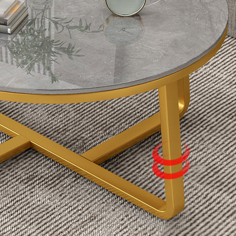 Slate and Metal Single Coffee Table Round Frame 1 Coffee Table