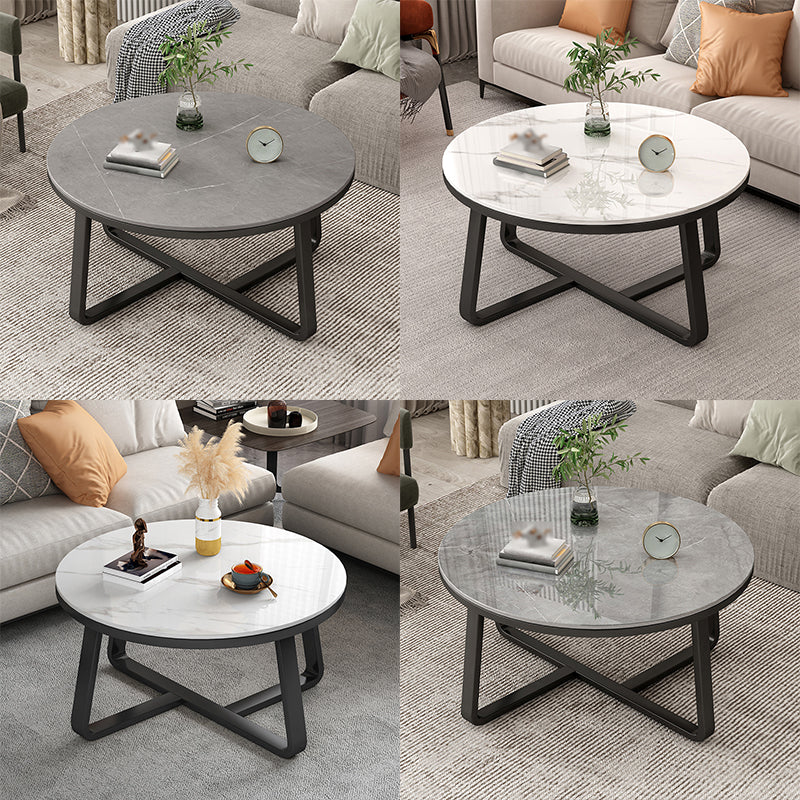 Slate and Metal Single Coffee Table Round Frame 1 Coffee Table