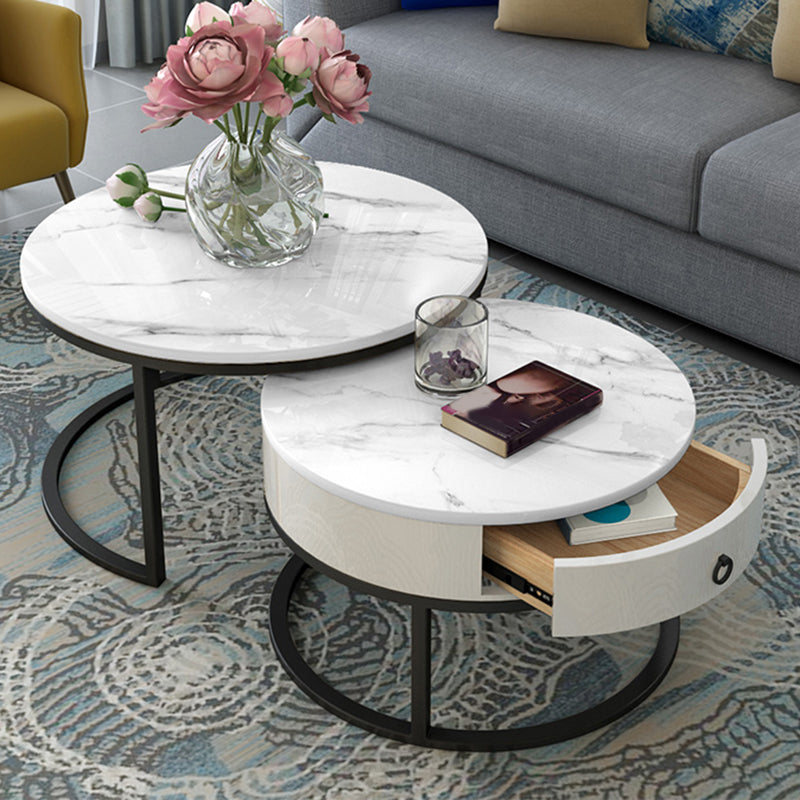 Round Nesting Coffee Table Set Round Frame Coffee Table with Drawer