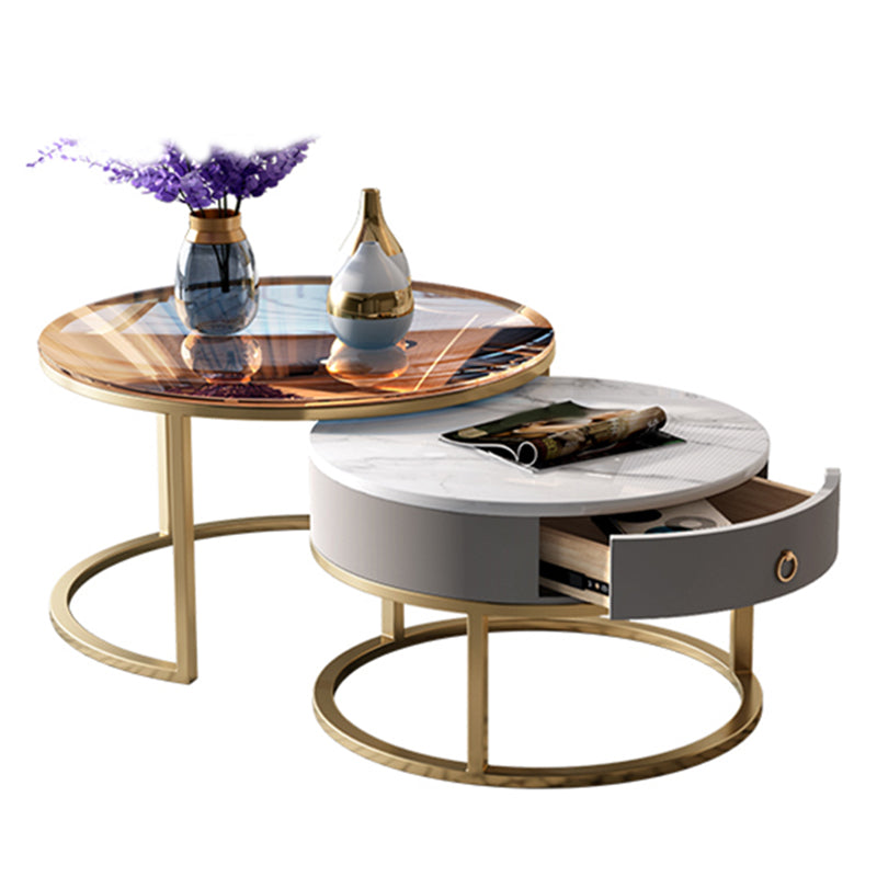 Round Nesting Coffee Table Set Round Frame Coffee Table with Drawer