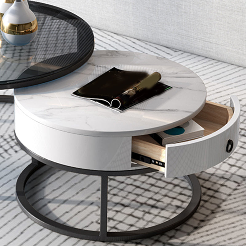 Round Nesting Coffee Table Set Round Frame Coffee Table with Drawer