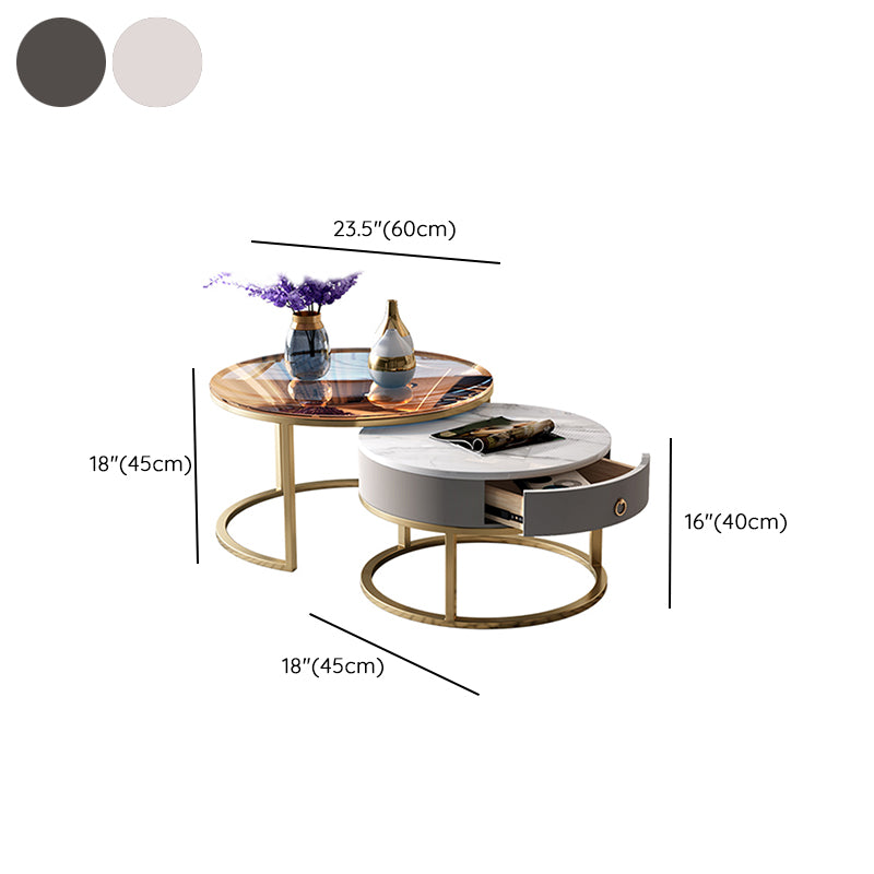 Round Nesting Coffee Table Set Round Frame Coffee Table with Drawer