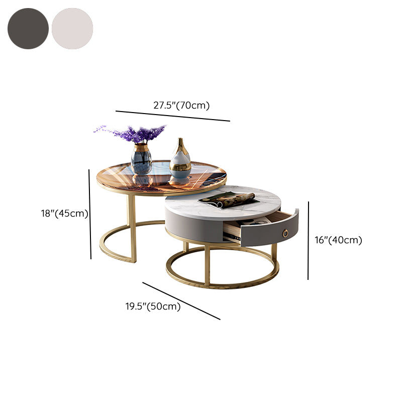 Round Nesting Coffee Table Set Round Frame Coffee Table with Drawer
