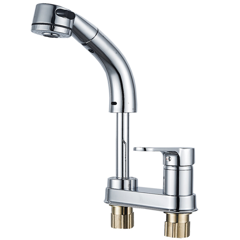 Modern Vessel Sink Bathroom Faucet Swivel Spout 2 Hole Faucets with Pull down Sprayer