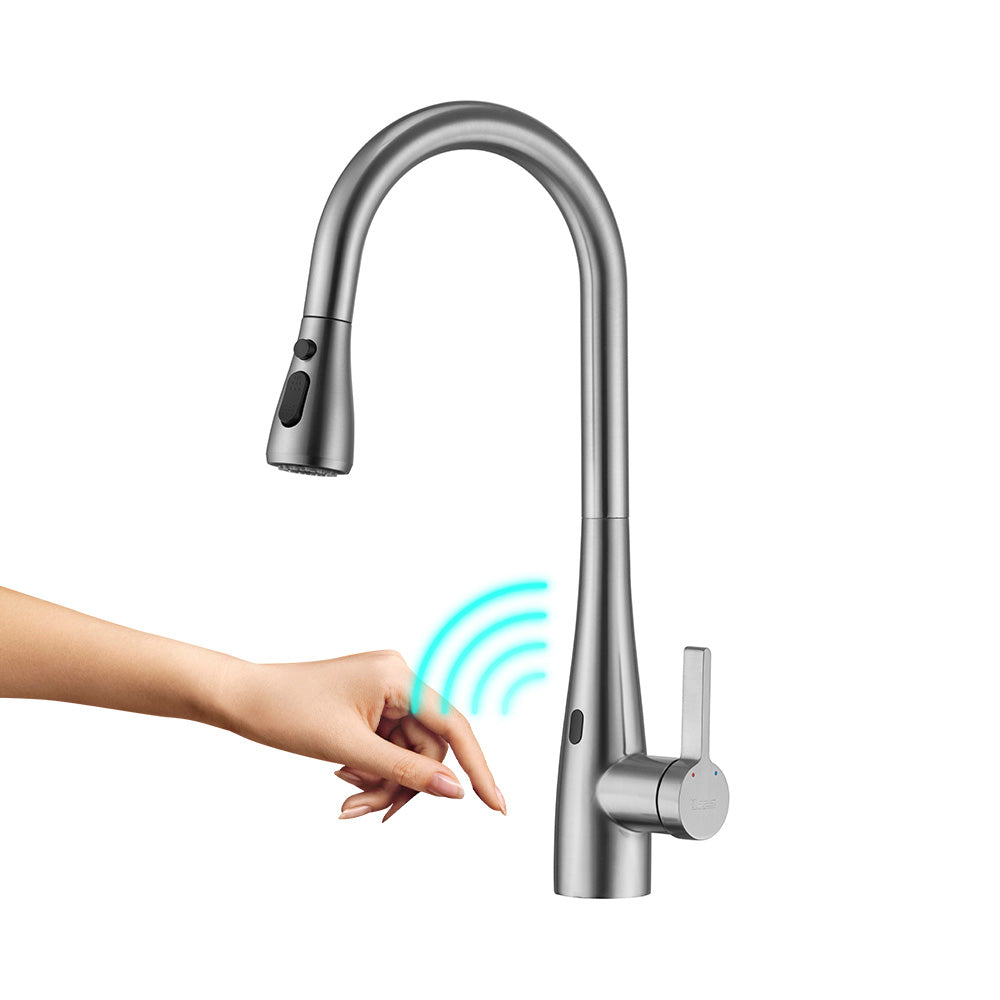 Modern Touchless Sensor Kitchen Sink Faucet Swivel Spout with Pull Out Sprayer