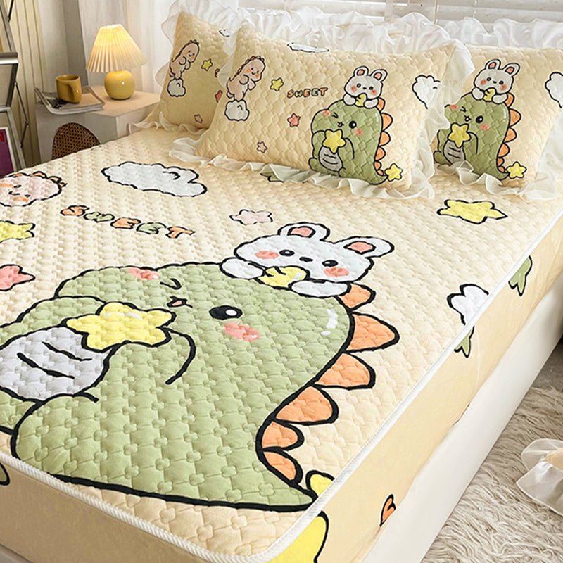 Fancy Fitted Sheet Cartoon Pattern Fade Resistant Non-Pilling Flannel Fitted Sheet