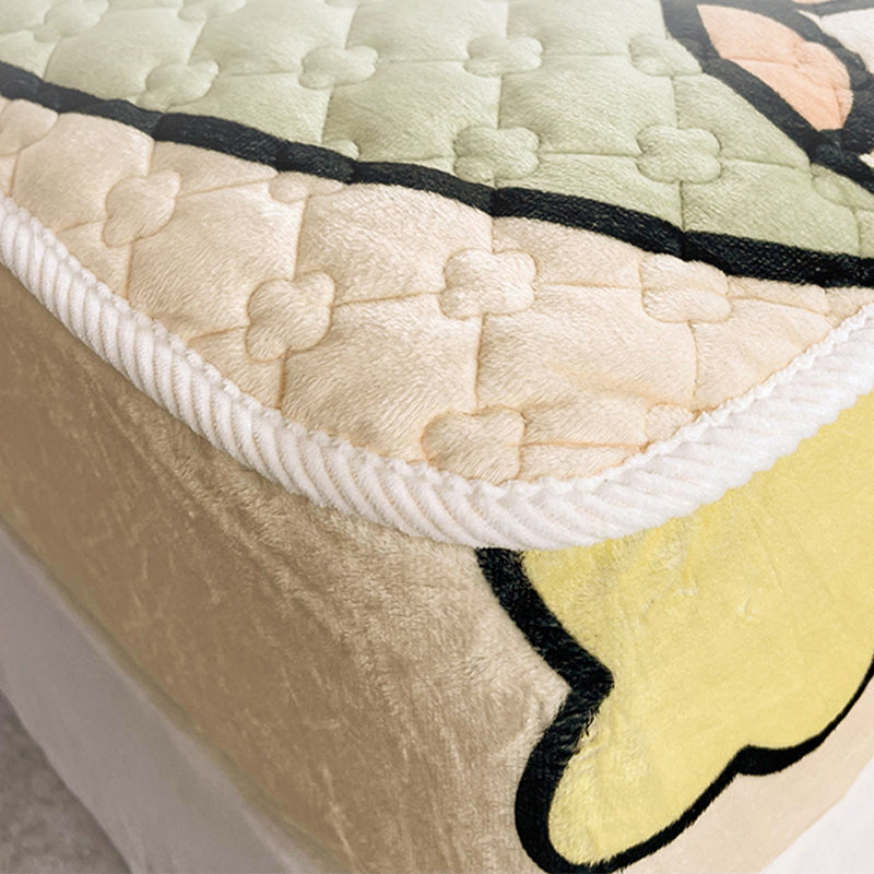 Fancy Fitted Sheet Cartoon Pattern Fade Resistant Non-Pilling Flannel Fitted Sheet