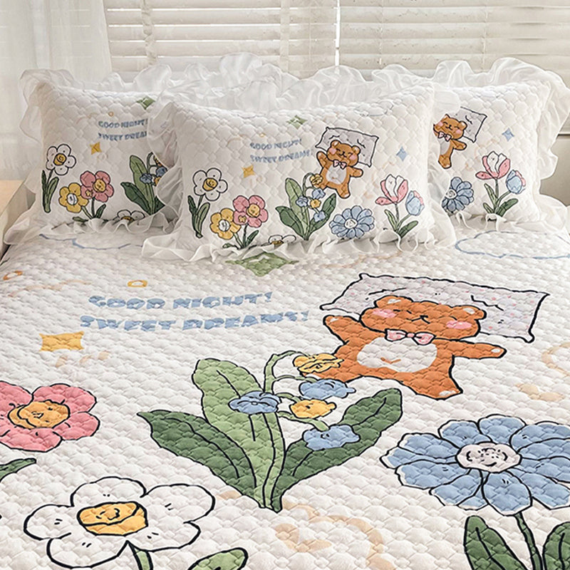 Fancy Fitted Sheet Cartoon Pattern Fade Resistant Non-Pilling Flannel Fitted Sheet