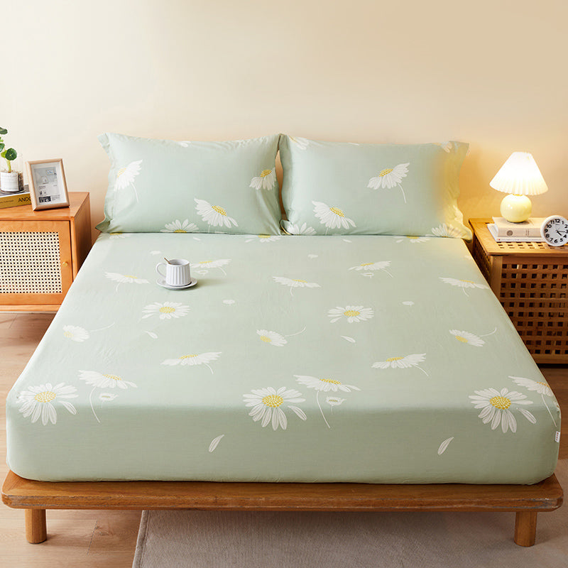 Trendy Fitted Sheet Floral Patterned Ultra-Soft Cotton Non-Pilling Fitted Sheet