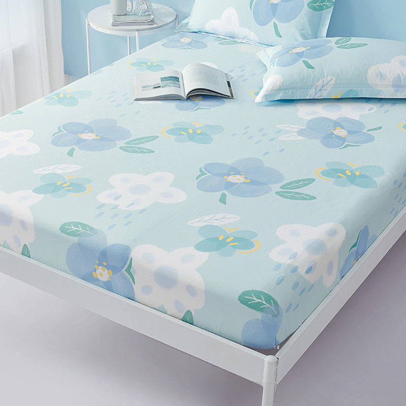 Trendy Fitted Sheet Floral Patterned Ultra-Soft Cotton Non-Pilling Fitted Sheet