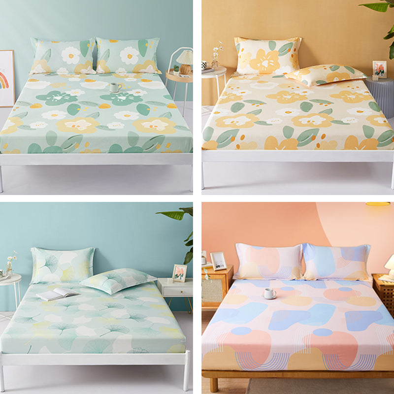 Trendy Fitted Sheet Floral Patterned Ultra-Soft Cotton Non-Pilling Fitted Sheet