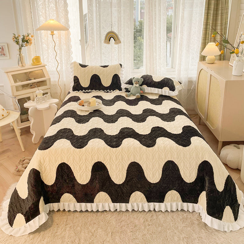 Vintage Bed Sheet Cartoon Printed Soft Flannel Non-Pilling Bed Sheet Set
