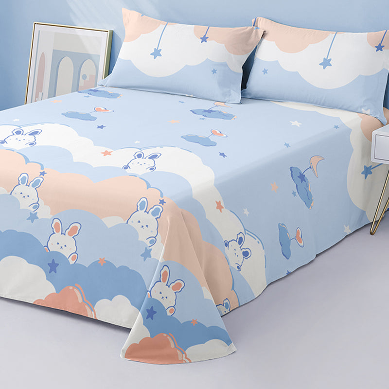 Fashionable Bed Sheet Cartoon Print Cotton Non-Pilling Breathable Sheet