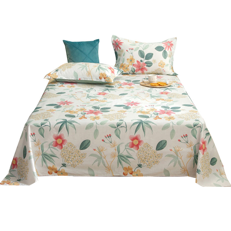 Fashionable Bed Sheet Floral Pattern Non-Pilling Breathable Cotton Sheet