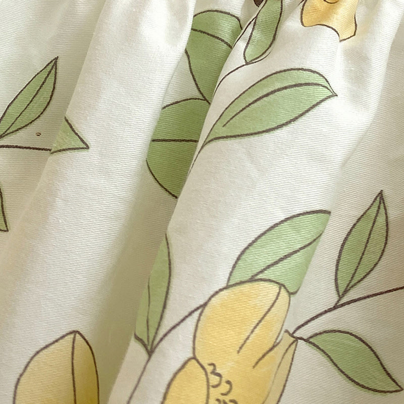 Vintage Fitted Sheet Floral Pattern Non-Pilling Breathable Cotton Fitted Sheet