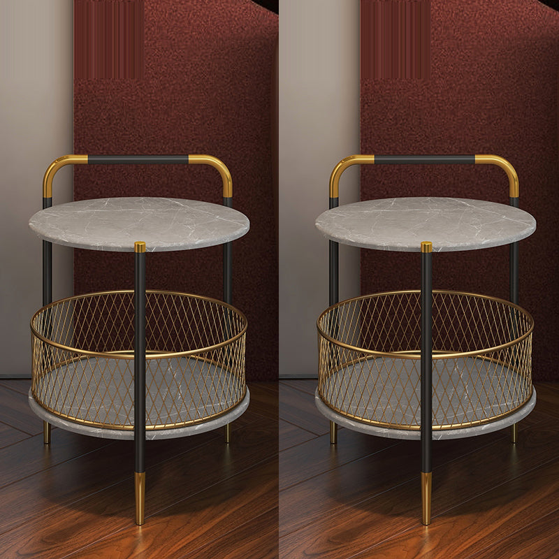 Glam Accent Table Nightstand Antique Finish Night Table with 2 Shelves