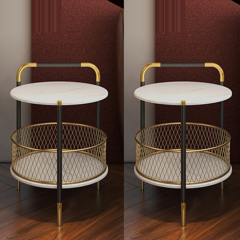 Glam Accent Table Nightstand Antique Finish Night Table with 2 Shelves