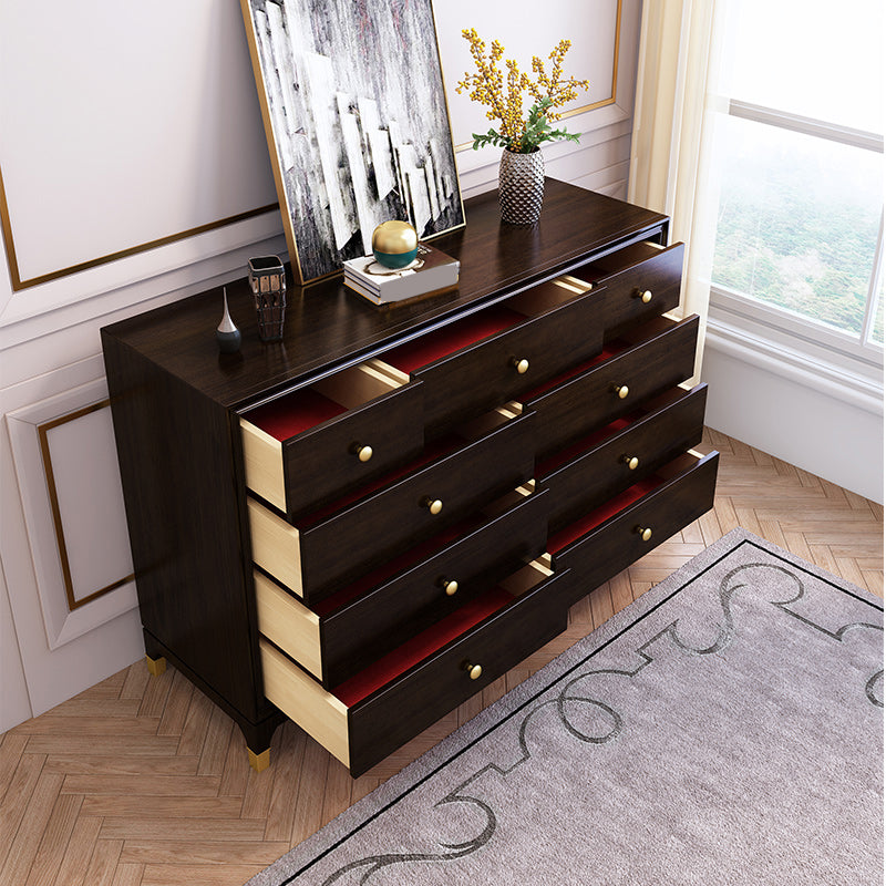 Modern Horizontal Double Dresser Solid Wood Storage Dresser for Bedroom