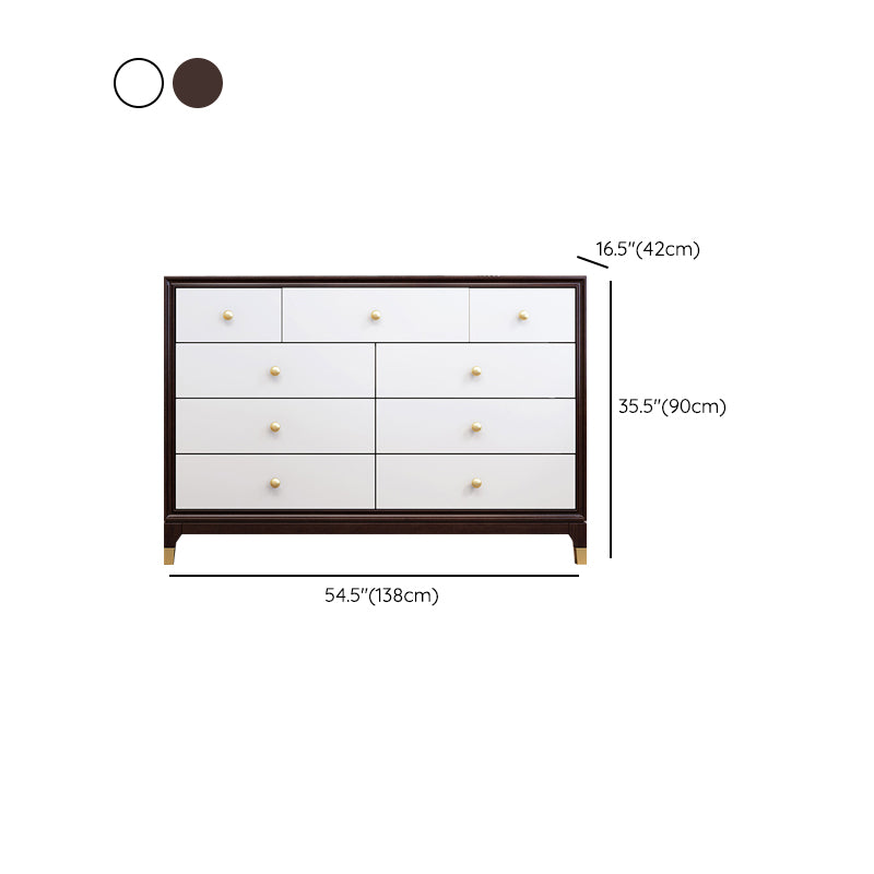 Modern Horizontal Double Dresser Solid Wood Storage Dresser for Bedroom