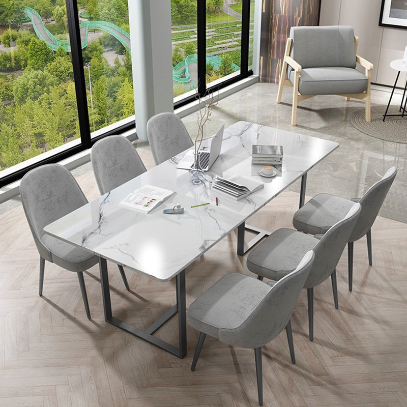 Modern Style Stone Conference Desk Rectangular Shape Office Table with 2-Legs for Office