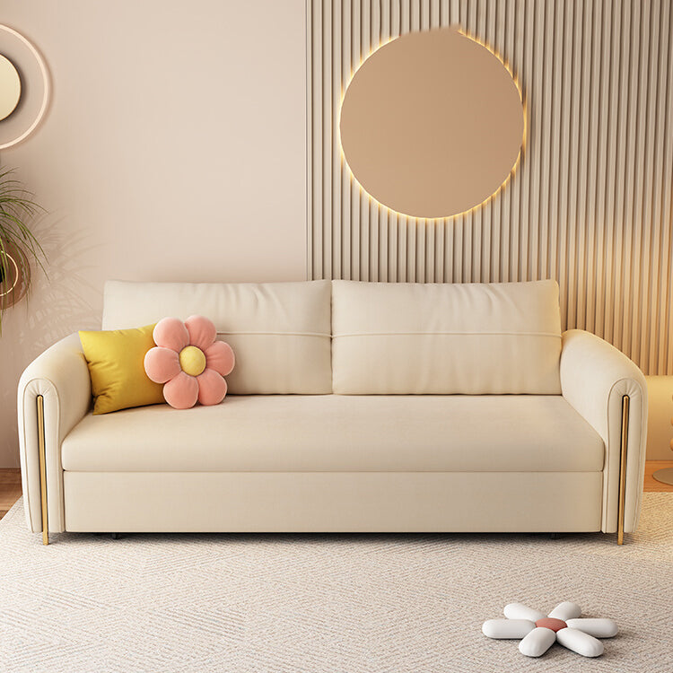 32" Wide Scandinavian Sofa Futon White Foldable Sleeper Sofa