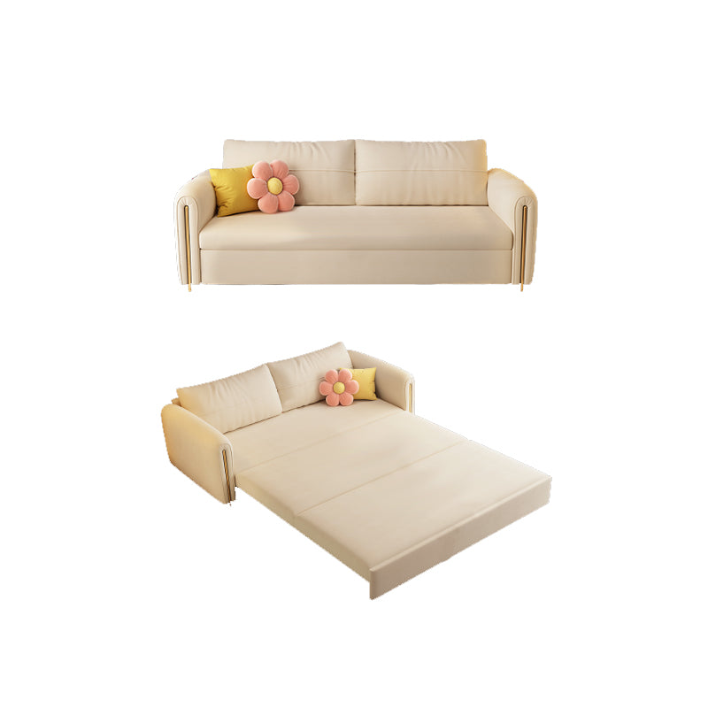 32" Wide Scandinavian Sofa Futon White Foldable Sleeper Sofa