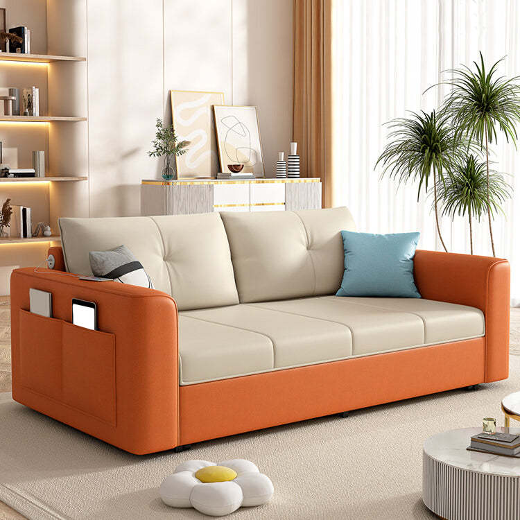 39" Wide Scandinavian Sofa Futon White Pillow Included Sleeper Sofa