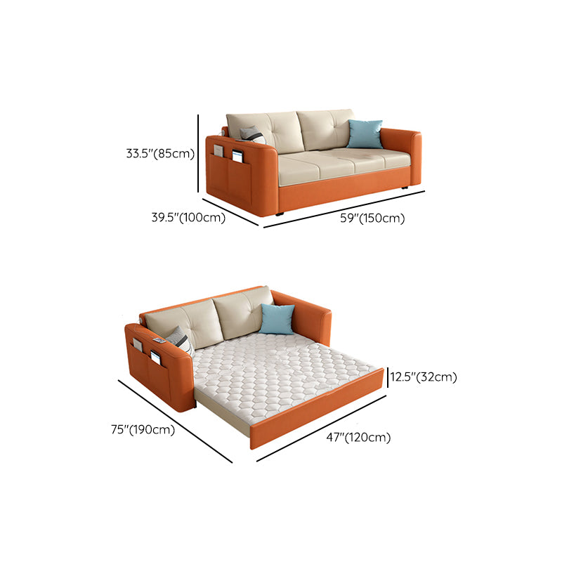 39" Wide Scandinavian Sofa Futon White Pillow Included Sleeper Sofa