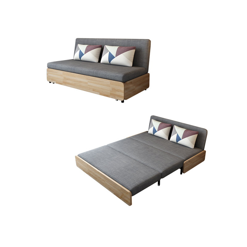 Contemporary Sofa Bed Fabric Wood with Storage Cushion Back Gray Armless Futon Frame