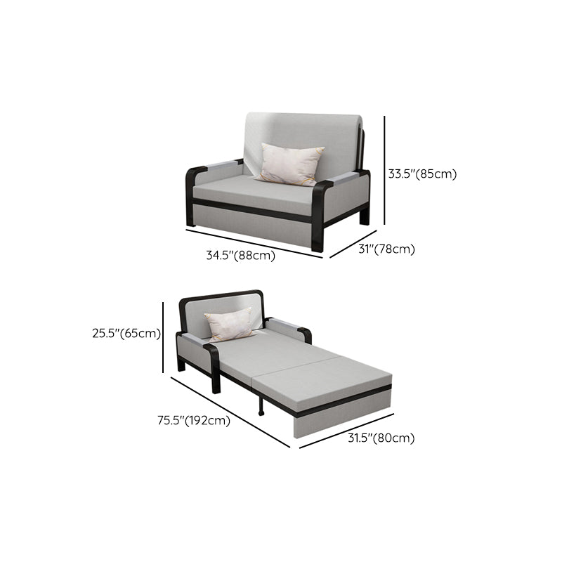 Modern Futon Sofa Bed Fabric with Storage Cushion Back Square Arms Sleeper Sofa