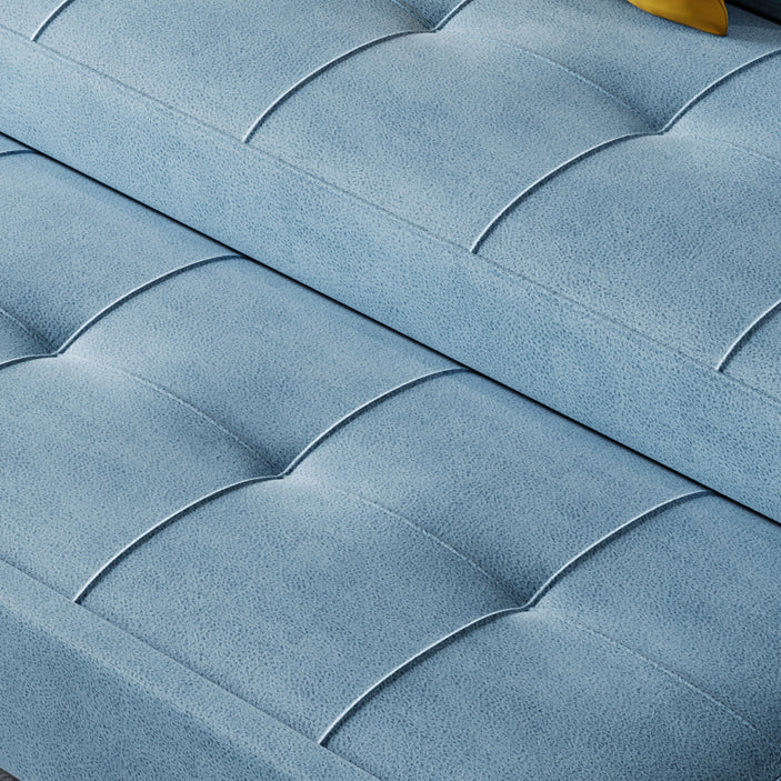 Scandinavian Futon Sofa Bed Upholstered Cushion Back Square Arms Sleeper Sofa