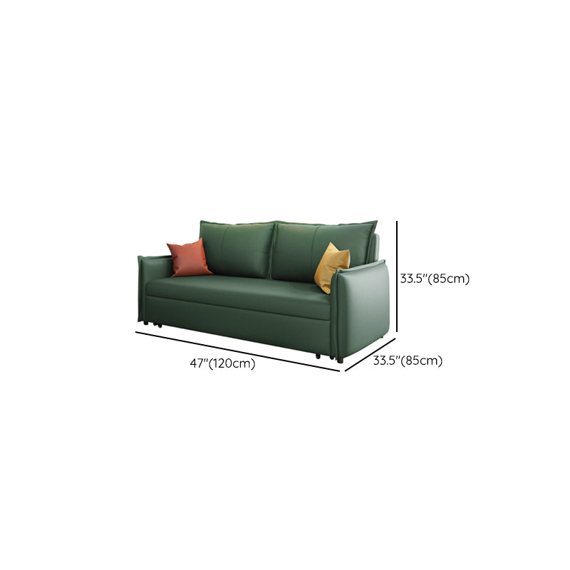 Contemporary Futon Sofa Bed Metal Green with Storage Pillow Back Square Arms