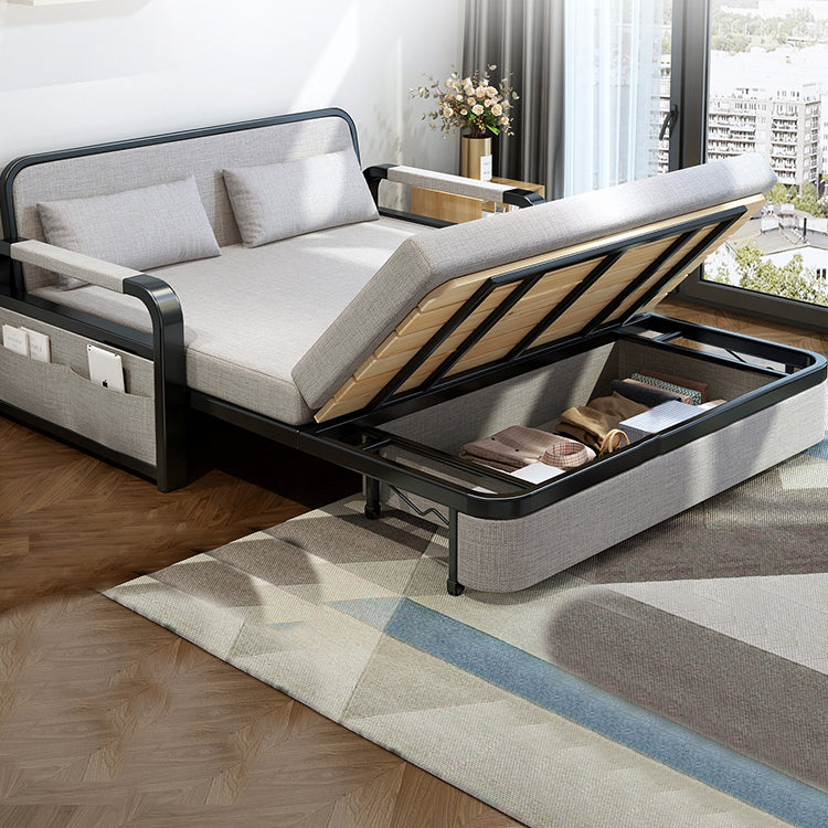 30" Wide Contemporary Sofa Futon Gray Pillow Included Storage Sleeper Sofa