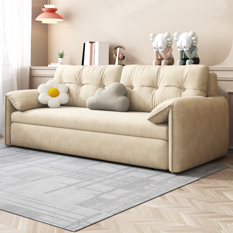 31" Wide Scandinavian Sofa Futon Faux Leather White Sleeper Sofa