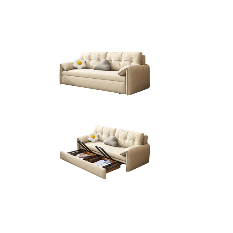 31" Wide Scandinavian Sofa Futon Faux Leather White Sleeper Sofa