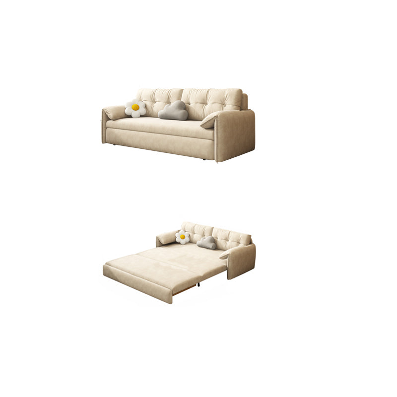 31" Wide Scandinavian Sofa Futon Faux Leather White Sleeper Sofa