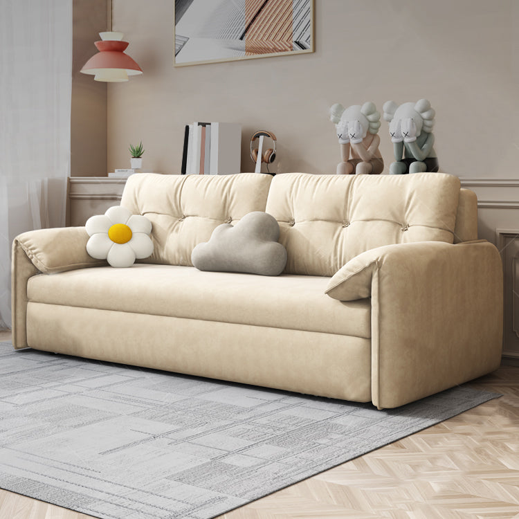 31" Wide Scandinavian Sofa Futon Faux Leather White Sleeper Sofa