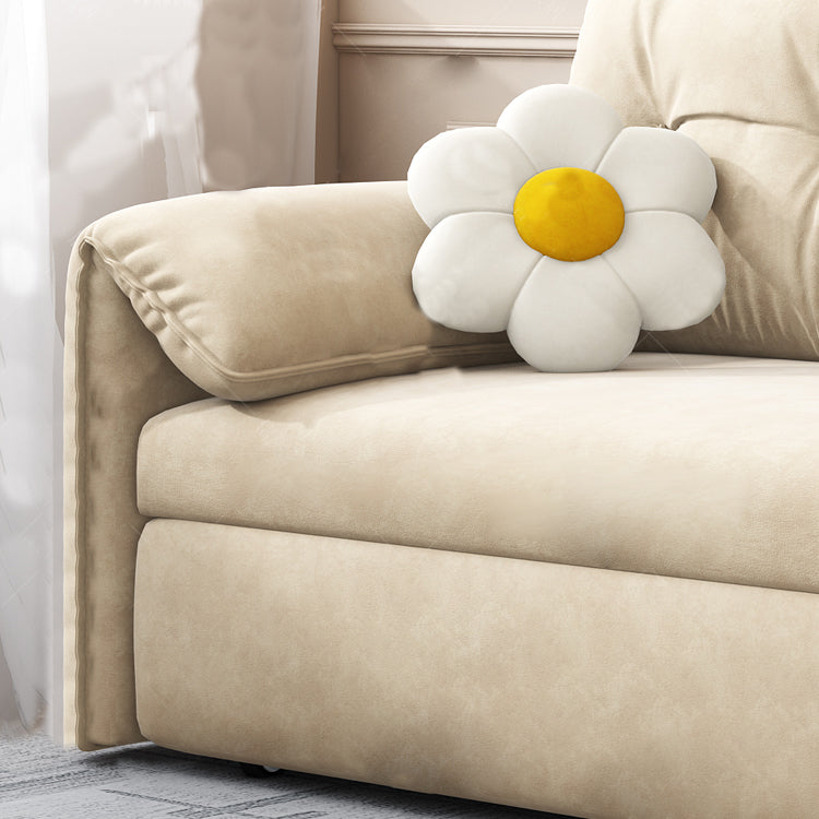 31" Wide Scandinavian Sofa Futon Faux Leather White Sleeper Sofa