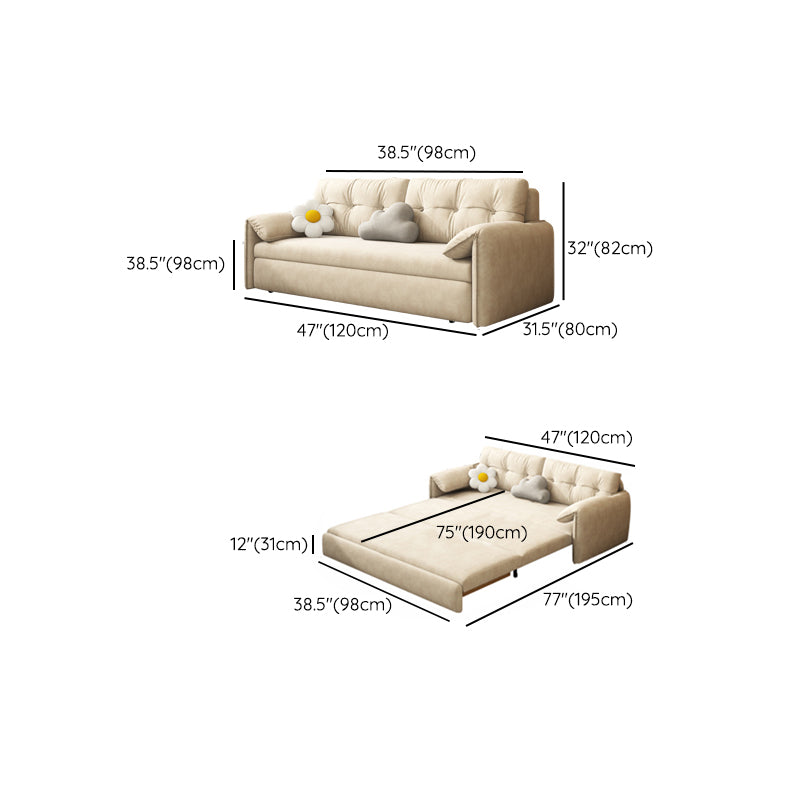 31" Wide Scandinavian Sofa Futon Faux Leather White Sleeper Sofa