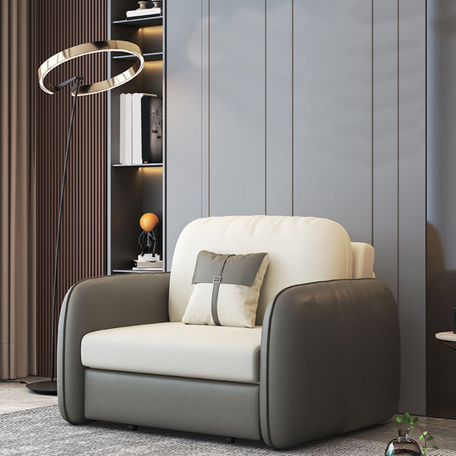 32" Wide Contemporary Sleeper Sofa Futon Faux Leather Sleeper Sofa