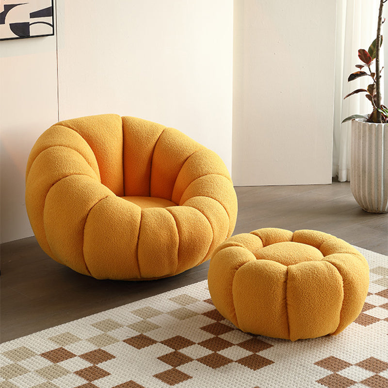 Sewn Pillow Back Papasan Chair Upholstered Sloped Arms with Swivel