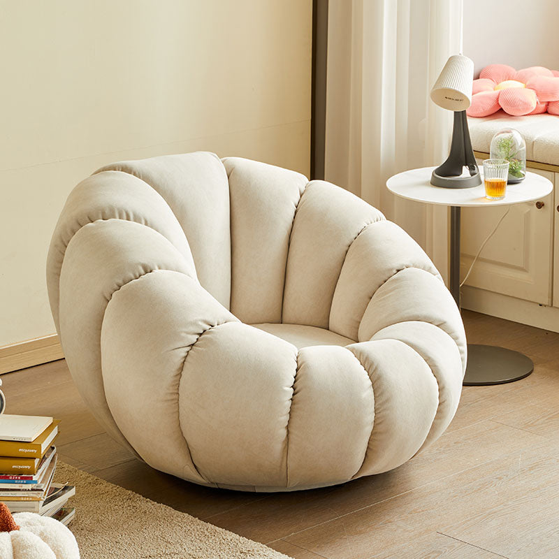 Sewn Pillow Back Papasan Chair Upholstered Sloped Arms with Swivel