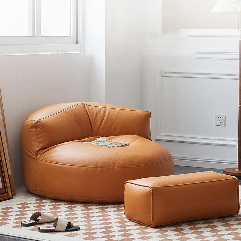 Modern Fixed Back Chair Solid Color Faux Leather Armless Chair