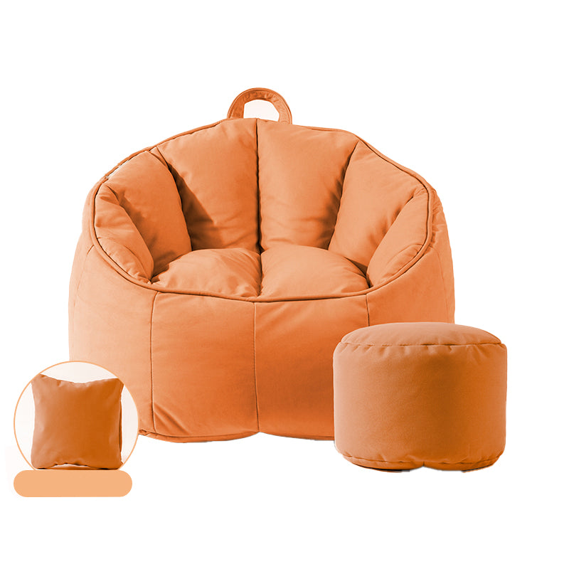 Modern Sewn Pillow Back Chair Faux Leather Sloped Arms Chair