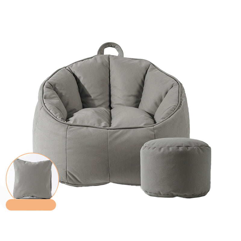 Modern Sewn Pillow Back Chair Faux Leather Sloped Arms Chair