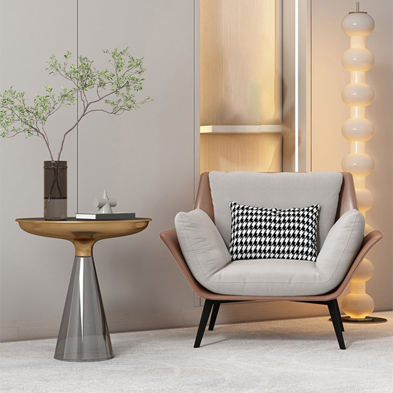 Contemporary 4 Legs Chair Flared Arms Chair with Removable Cushions