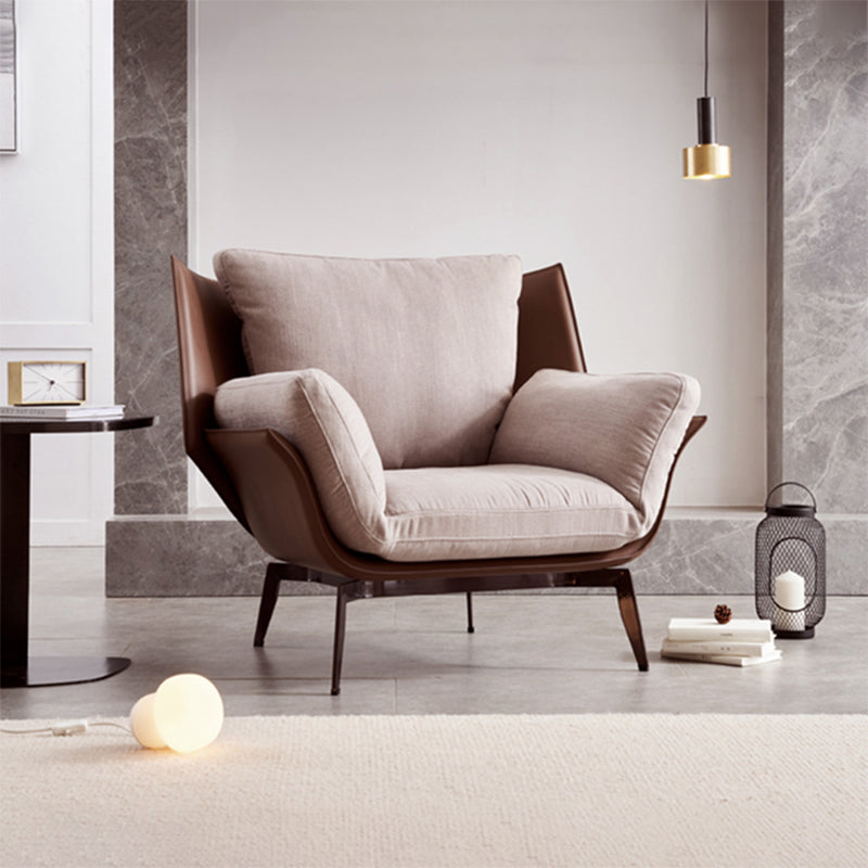 Contemporary 4 Legs Chair Flared Arms Chair with Removable Cushions