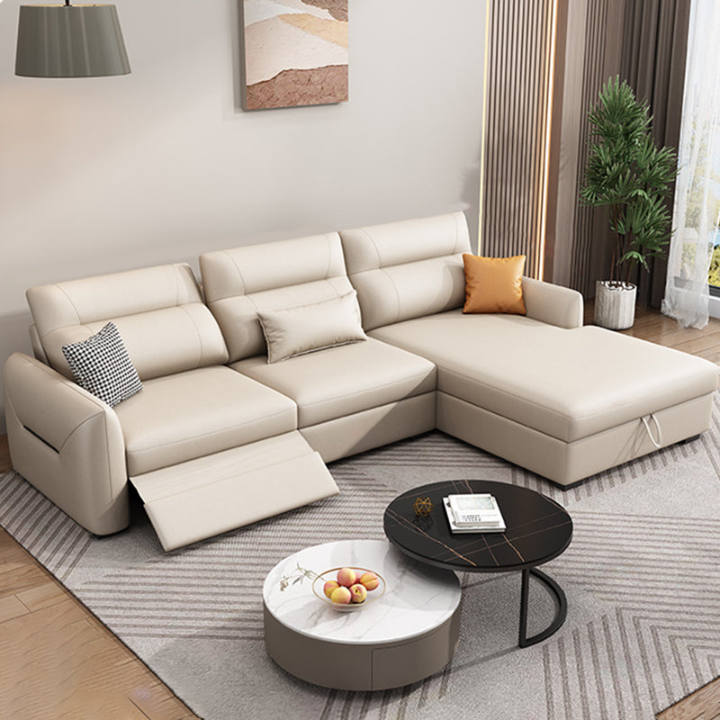 Scandinavian Futon Sofa Bed Square Arms with Storage Cushion Back Leather