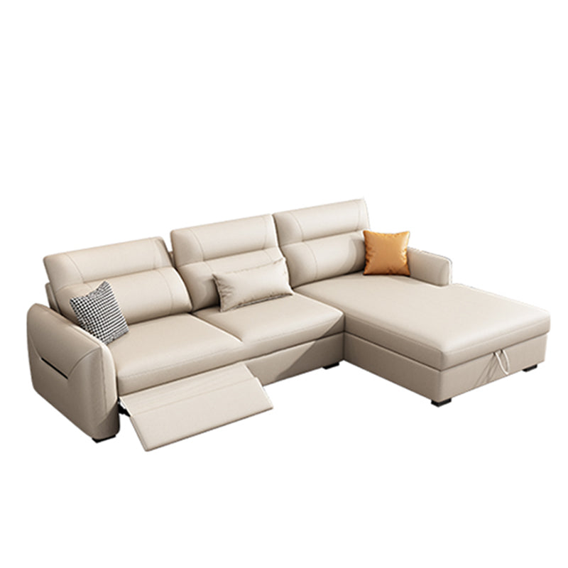Scandinavian Futon Sofa Bed Square Arms with Storage Cushion Back Leather